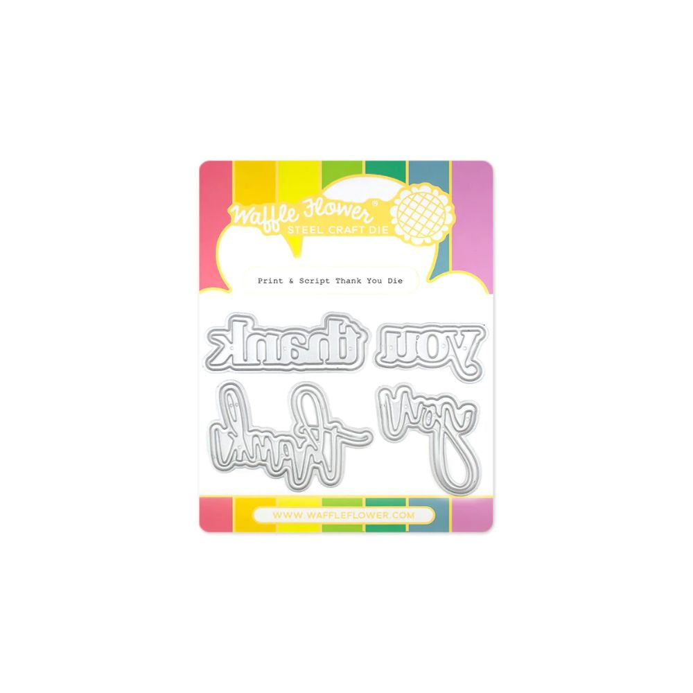 Waffle Flower Crafts Print & Script Thank You Die