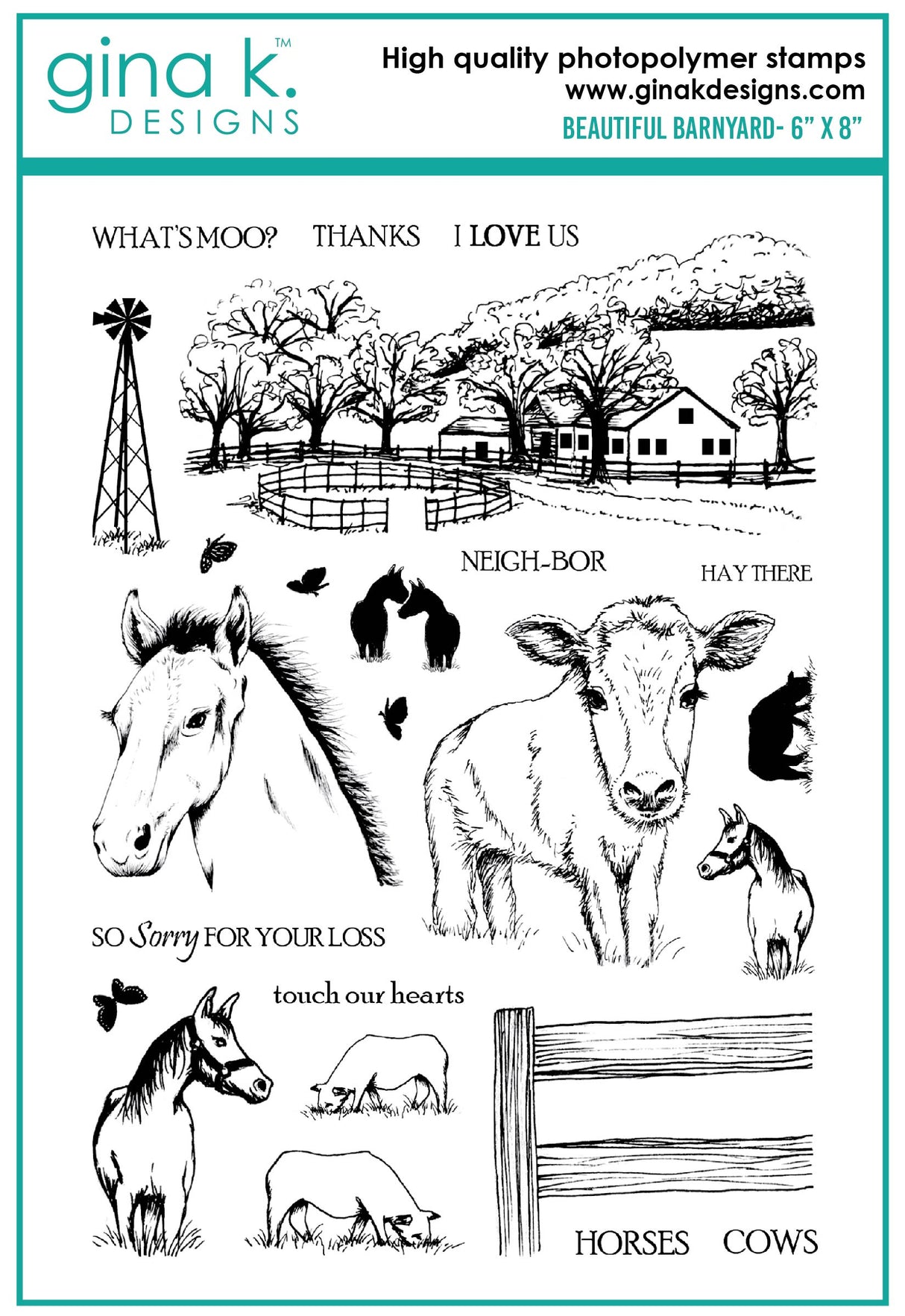 Gina K Designs STAMPS- Beautiful Barnyard Retired