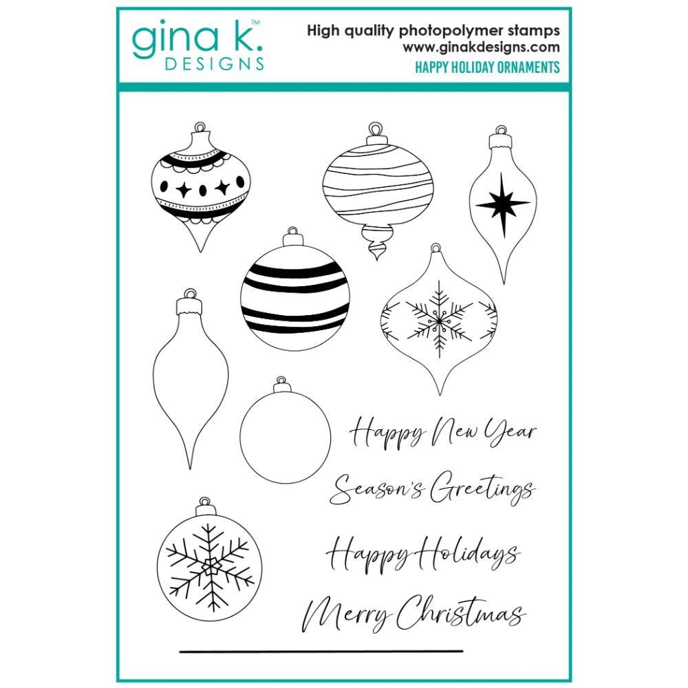 Gina K Designs STAMPS- Happy Holiday Ornaments Retired