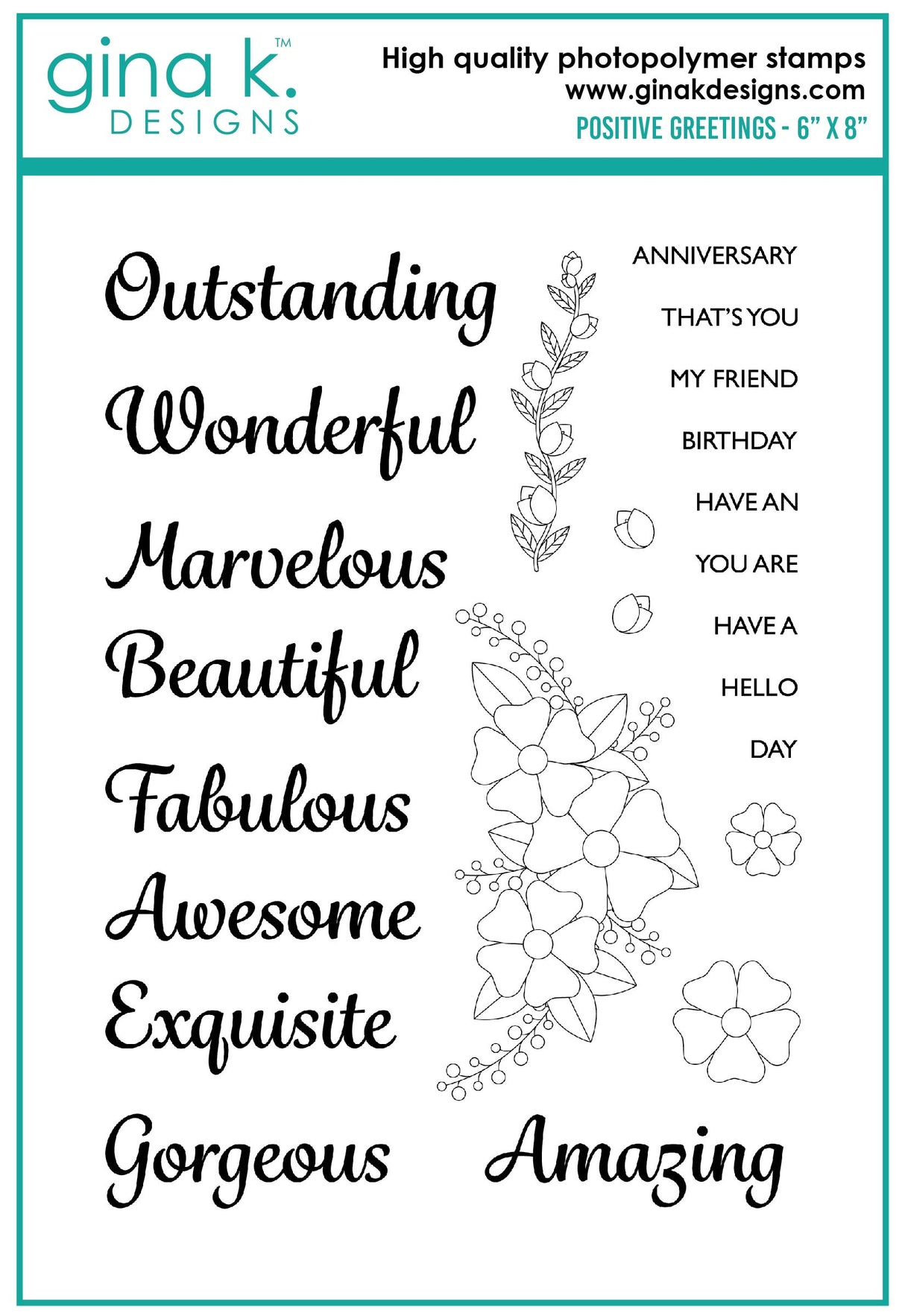Gina K Designs STAMPS- Positive Greetings