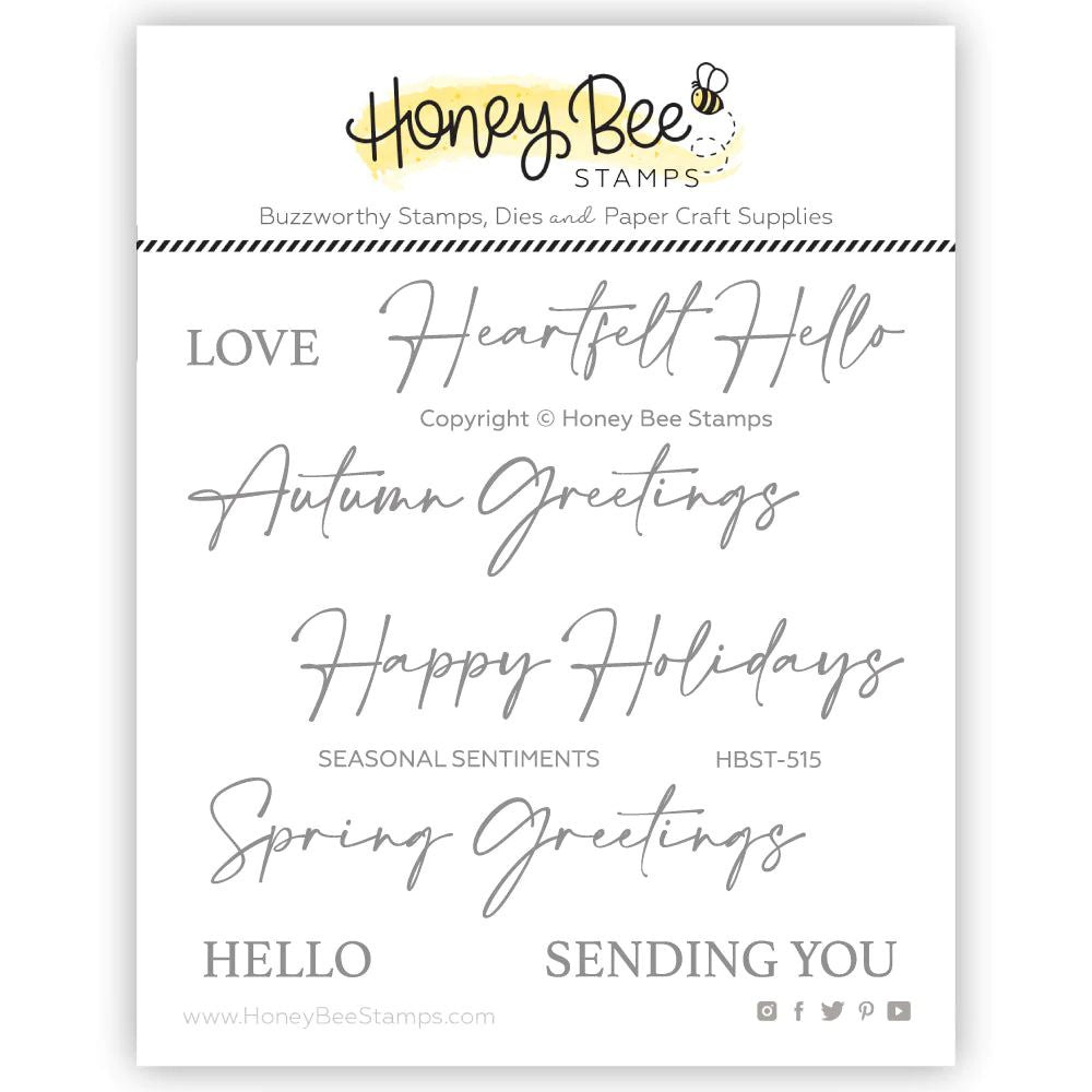 Honey Bee Stamps Seasonal Sentiments 3x3 Stamp Set