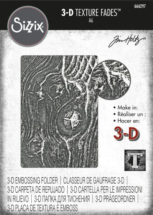 Sizzix 3-D Texture Fades Embossing Folder - Woodgrain by Tim Holtz