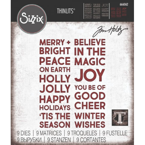 Sizzix Thinlits Die Set 9PK - Bold Text, Christmas by Tim Holtz 666062