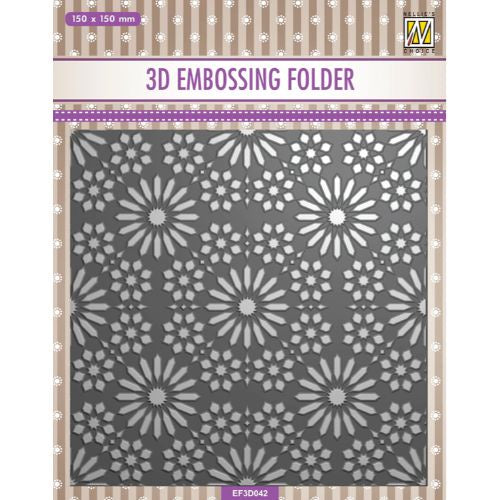 Nellie's Choice 3D Embossing Folder - Square Frame - Flower Pattern SKU : NEF3D042