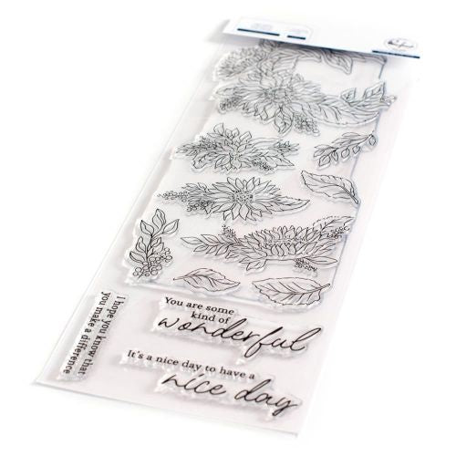 Pinkfresh Studio Clear Slimline Stamp Set 4"X12" Sunflowers