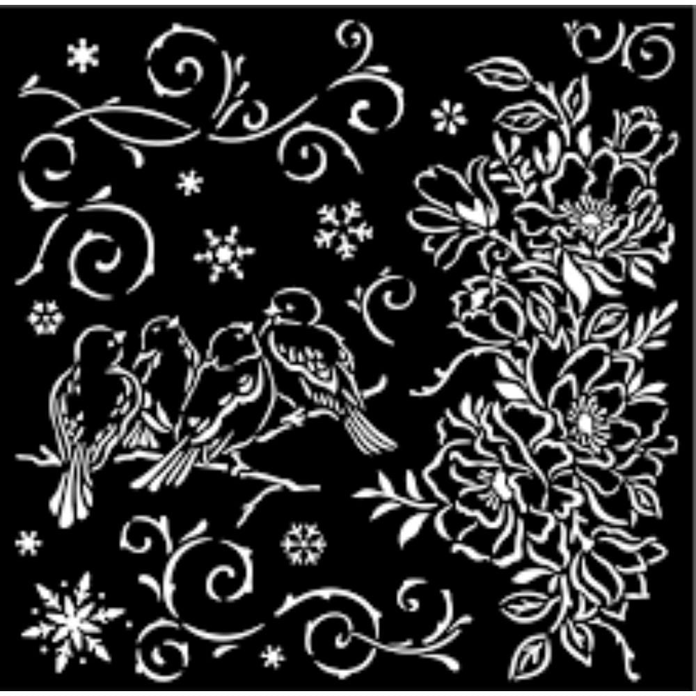 Stamperia Thick stencil cm 18X18 - Blue Land birds