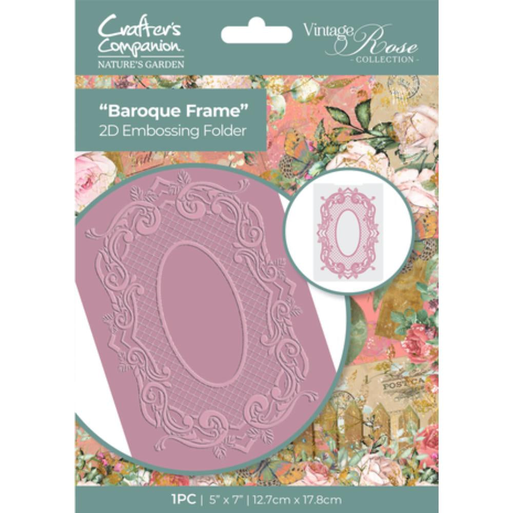 Crafter's Companion Vintage Rose 2D Embossing Folder Baroque Frame (NGA-VR-EF5-BFR)