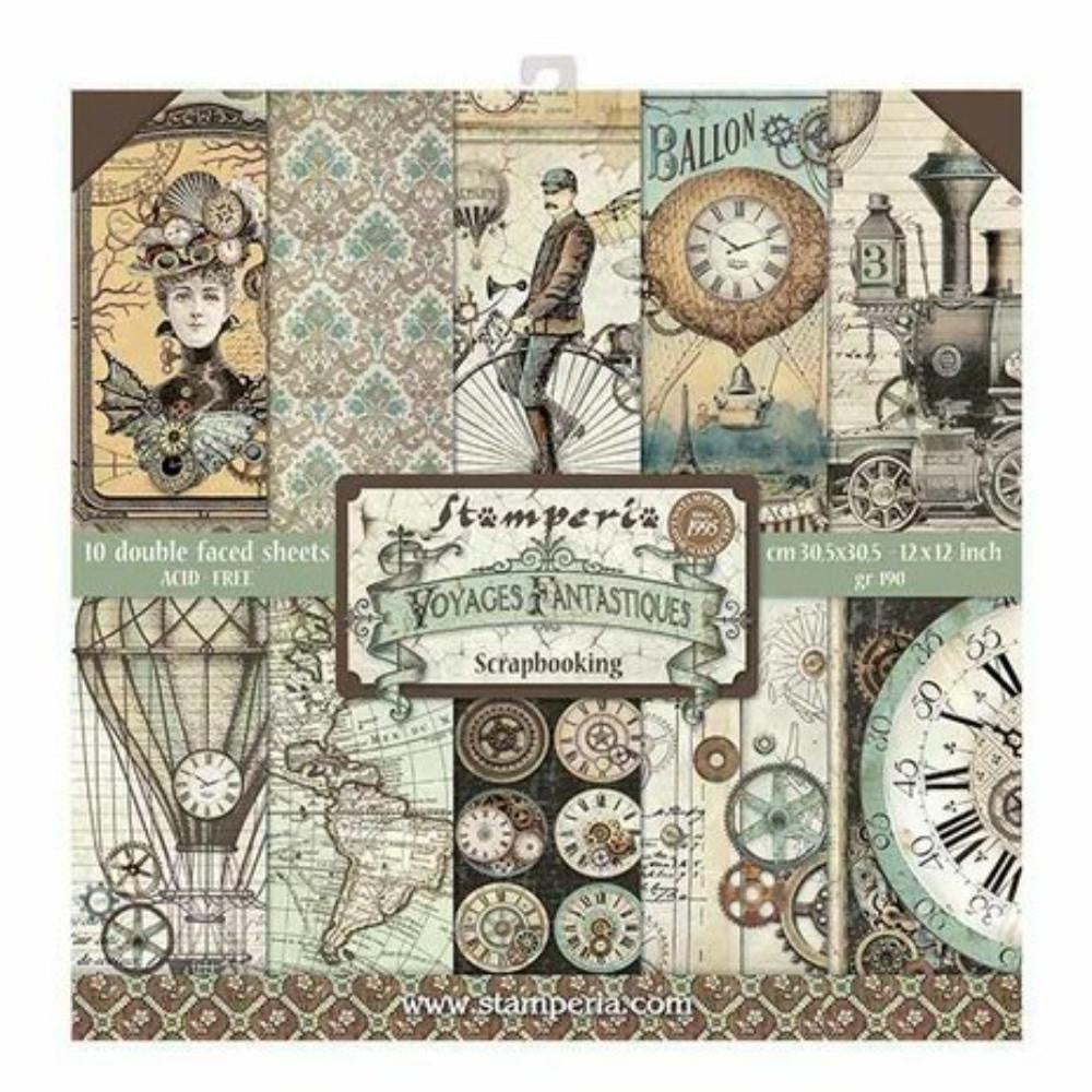 Stamperia Scrapbooking Pad 10 sheets cm 30,5x30,5 (12"x12") - Voyages Fantastiques