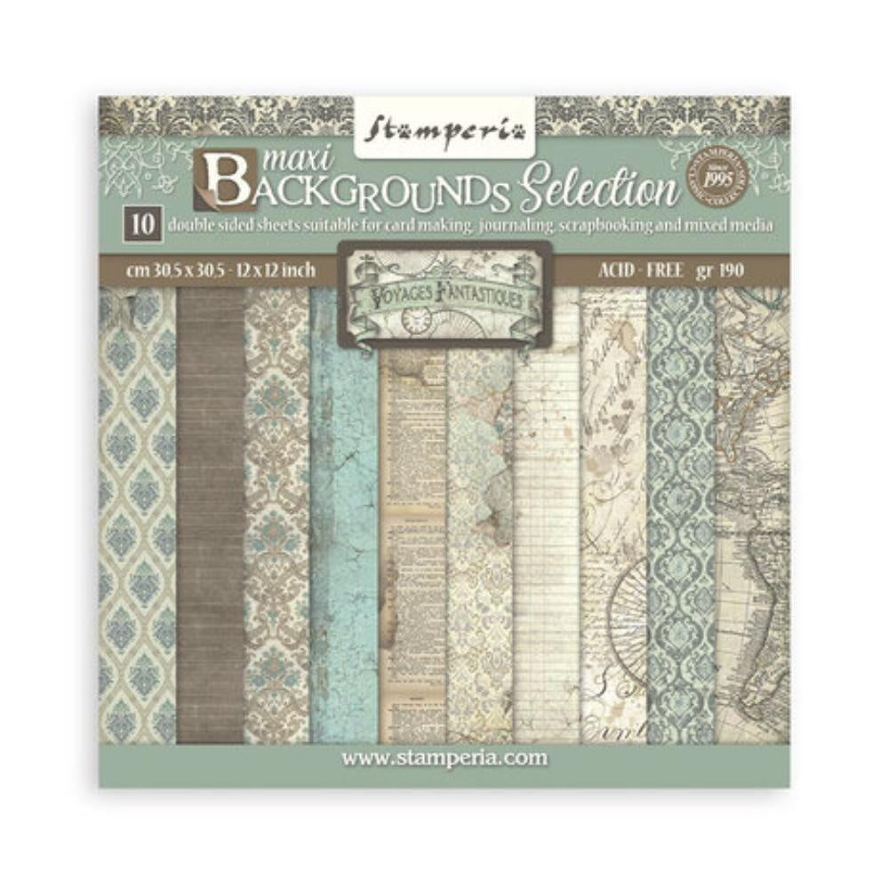 Stamperia Scrapbooking Pad 10 sheets cm 30,5x30,5 (12"x12") Maxi Background selection - Voyages Fantastiques