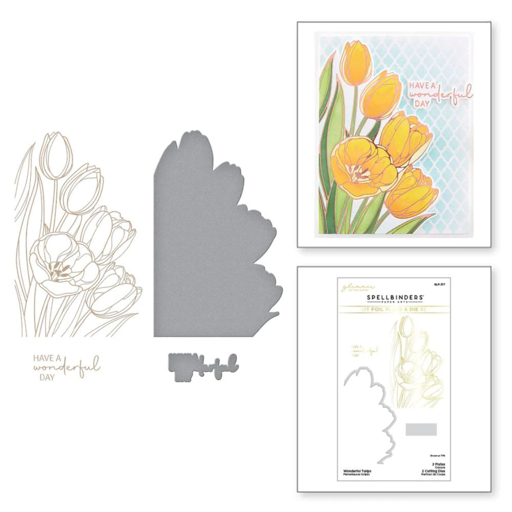 Spellbinders Wonderful Tulips Glimmer Hot Foil Plate & Die Set from the Four Petal Collection