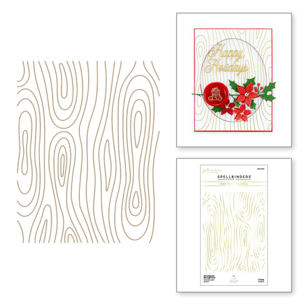 Spellbinders Woodgrain Background Glimmer Hot Foil Plate from Sealed for the Holidays Collection