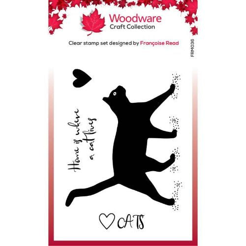 Woodware Clear Singles Cat Silhouette 3.8 in x 2.6 in Stamp - Auzz Trinklets N Krafts