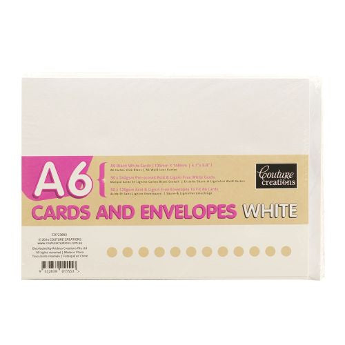 Couture Creations A6 Cards W/Envelopes 50/Pkg White