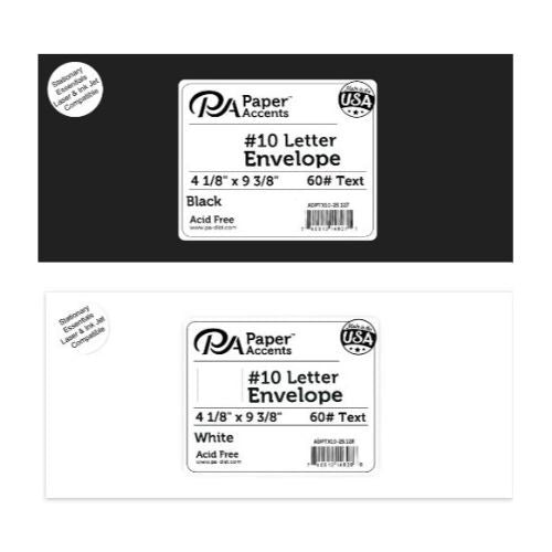 Paper Accents Envelope Letter 9x4 10 pcs Black and white Envelope