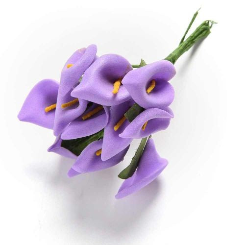 ATK 12 Mulberry Calla Lily Foam Flower Bouquet Purple