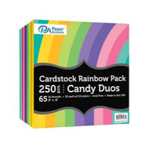 Paper Accents Cardstock Variety Pack 8x8" Rainbow 65lb Candy Duo 250pc *POSTAGE AS PER ACTUALS