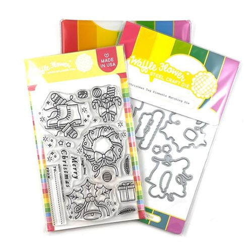 Waffle Flower Stamp & Die Christmas Tag Elements Combo