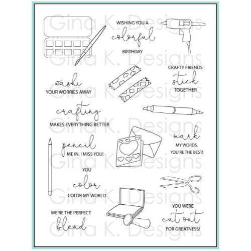 Gina K Designs Clear Stamps Crafty Notes **RETIRED