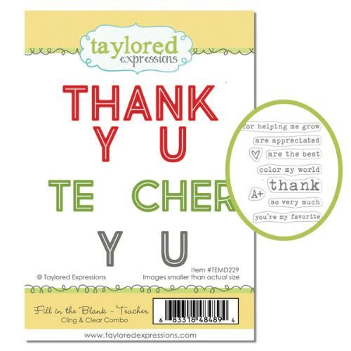 Taylored Expressions FILL IN THE BLANK - TEACHER CLING & CLEAR COMBO