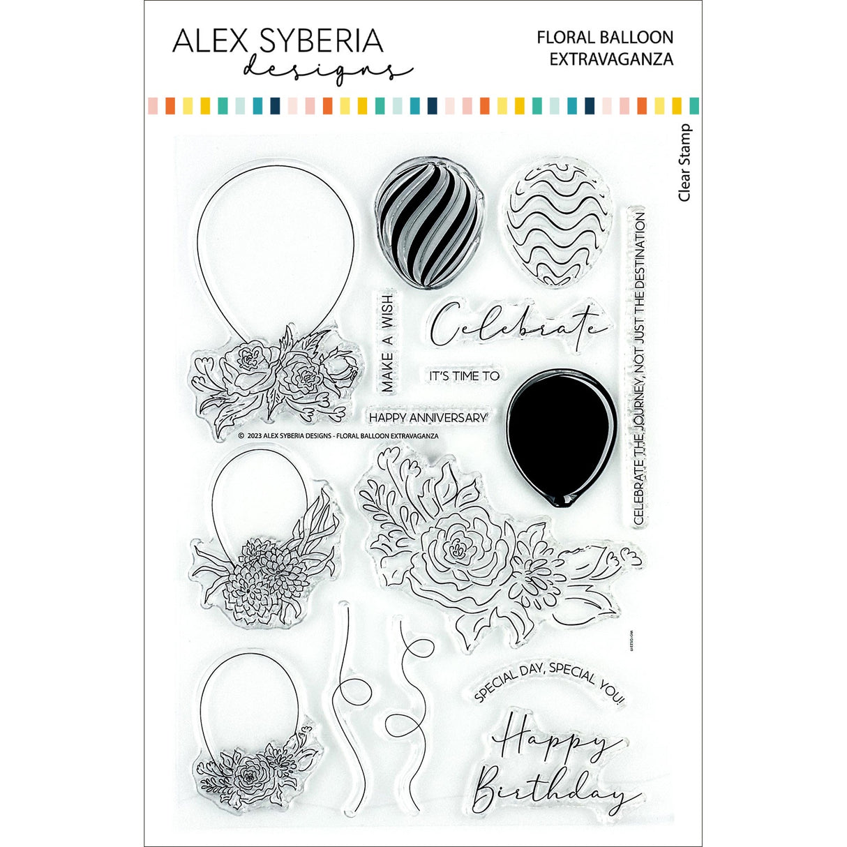 Alex Syberia Designs Floral Balloon Extravaganza Stamp Set
