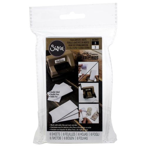 Tim Holtz Adhesive Foam Sheets 2.5"X4.75" 6/Pkg 3 White & 3 Black