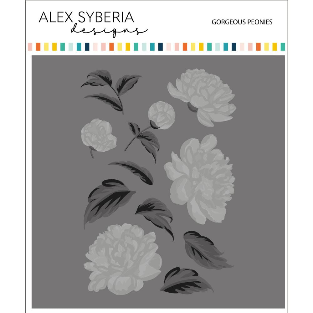Alex Syberia Designs Gorgeous Peonies Stencil Set - Auzz Trinklets N Krafts