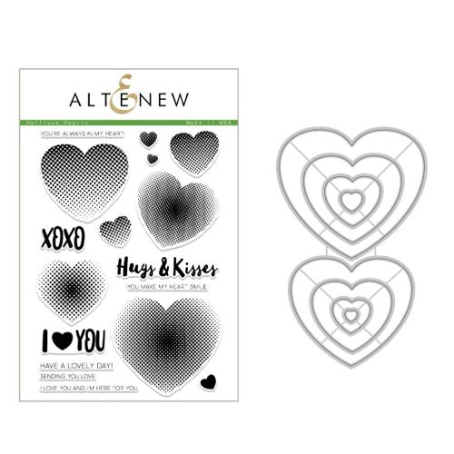 Altenew Halftone Hearts Stamp & Die Bundle
