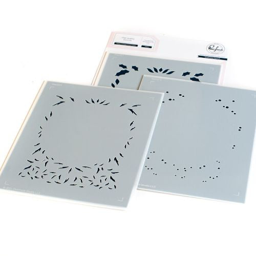 Pinkfresh Studio Happy Holidays Circle Frame layering stencil set RETIRED