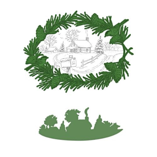 Heartfelt Creations Cut & Emboss Dies Snowy Pines Cabin HCD1-7304