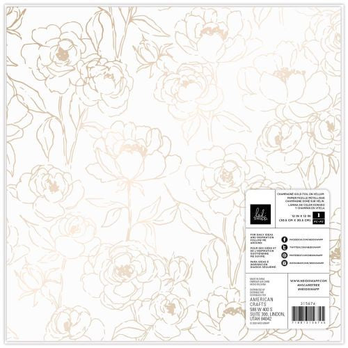 Heidi Swapp Care Free Specialty Paper 12"X12" Vellum W/Champagne Foil