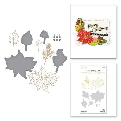 Spellbinders Holiday Florals Glimmer Hot Foil Plate & Die Set from the Christmas Traditions Collection
