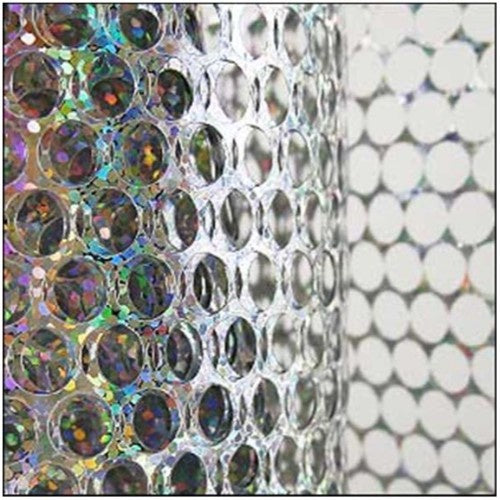 6mm Round Sequin Mesh Waste Punchinella Film Approx 3.7 mts Hologram Silver