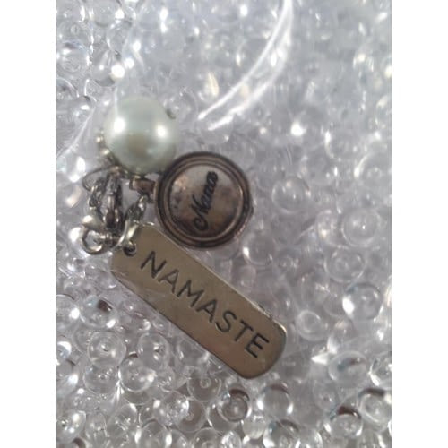 Auzz Trinklets Pearl Charms Cream with words Namaste/ nana