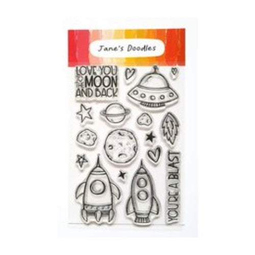 Jane's Doodles To The Moon Clear Stamps (JD035)