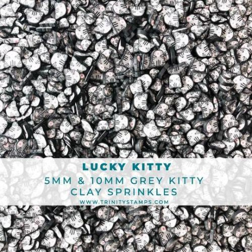 Trinity Stamps Lucky Kitty - Gray Kitty Clay Embellishments