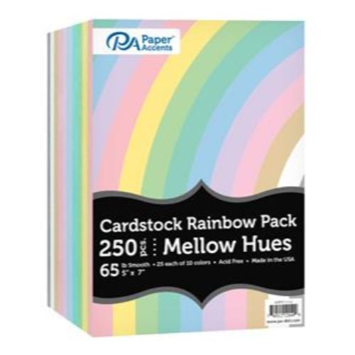 Paper Accents Cardstock Variety Pack 5x7" Rainbow 65lb Mellow Hues 250pc *POSTAGE AS PER ACTUALS