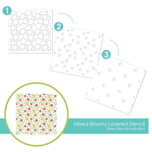 Taylored Expressions MIXED BLOOMS LAYERING STENCIL & Dies Combo