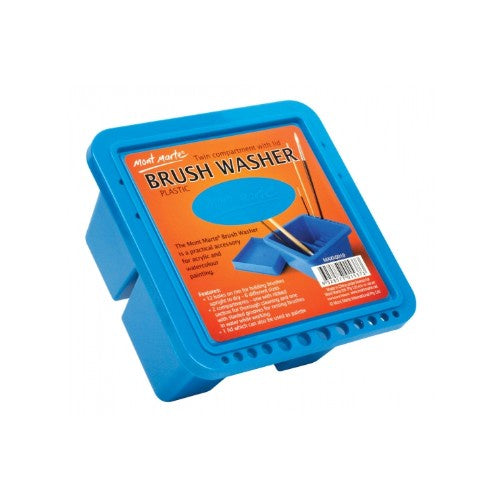 Mont Marte Brushwasher Twin Compartment Square Plastic