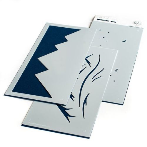 Pinkfresh Studio Mountainscape layered stencil set RETIRED