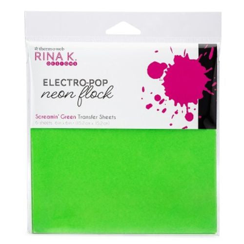 Gina K Designs NEON FLOCK TRANSFER SHEET- SCREAMIN GREEN