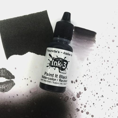 Inkon3 Atelier Watercolor / Re-inker Paint It Black ~ Artist Grade Fusion Ink - Auzz Trinklets N Krafts