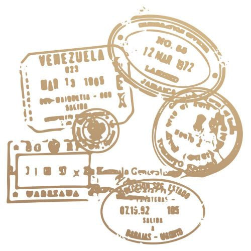 Couture Creations New Adventures Mini Stamp Passport Stamps 1.9"X1.9"