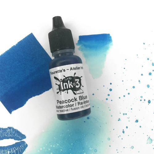 Inkon3 Atelier Watercolor / Re-inker Peacock Blue ~ Artist Grade Fusion Ink