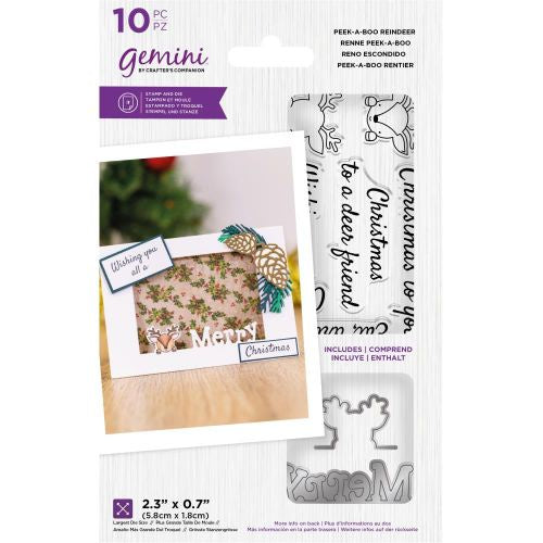 Crafter's Companion Gemini Clear Stamps & Dies Peek-A-Boo Reindeer