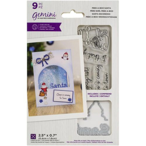 Crafter's Companion Gemini Clear Stamps & Dies Peek-A-Boo Santa