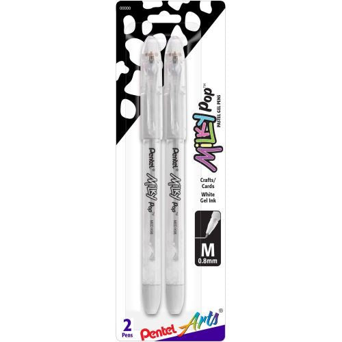 Pentel Milky Pop Pastel Gel Pens .8mm 2/Pkg White Ink