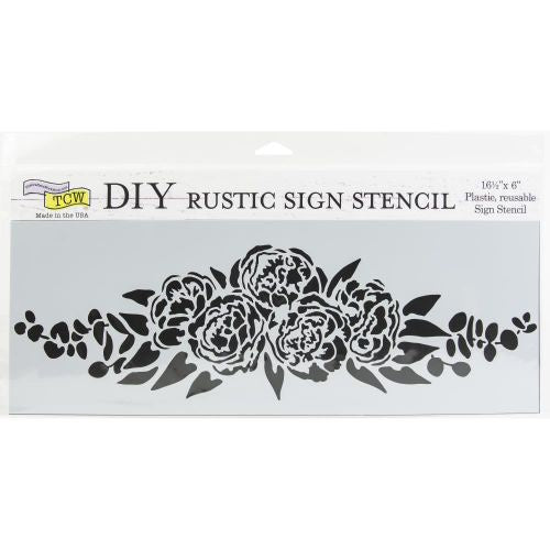 Crafter's Workshop Rustic Sign Template 16.5"X6" Peony Spray