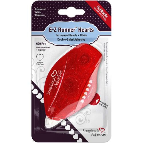 Scrapbook Adhesives E-Z Runner Dispenser Permanent, Hearts, 650/Pcs