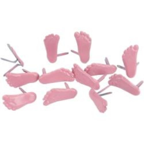Eyelet Outlet Shape Brads 12/Pkg Pink Feet - Auzz Trinklets N Krafts