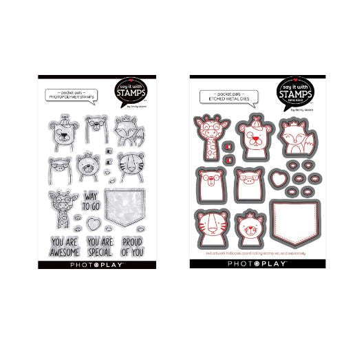 PhotoPlay Say It With Stamps Photopolymer Stamps and Die Combo Pocket Pals